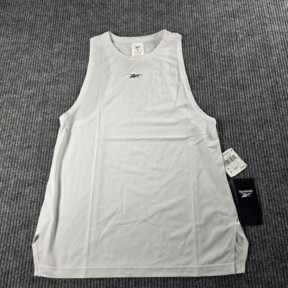 Reebok Women White Perforated Performance Tank Top FU2141 Size S NWT